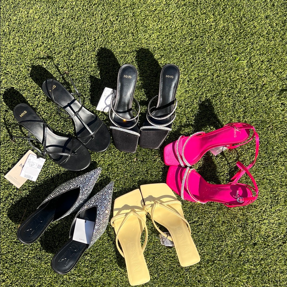 Mango Black, Pink, Yellow, and Silver Heels Collection